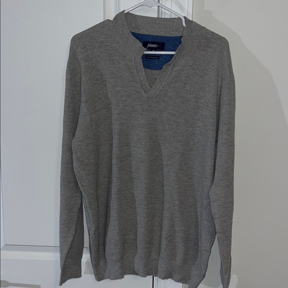 Johnnie-O Cotton Acrylic gray surf V neck sweater sweatshirt shirt M